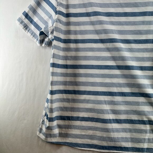 Julian & Mark Striped Button-Up Shirt Mens XL Short Sleeve Collared Blue White - Picture 6 of 11